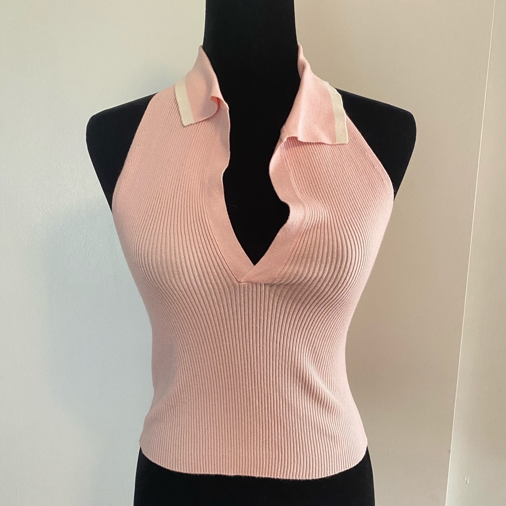 NWT y2k pink halter ribbed halter top. 2000s